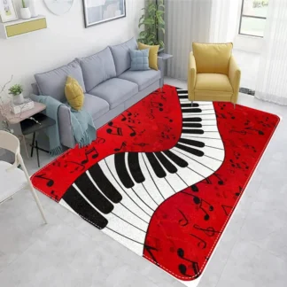Alfombra de notas de partituras con teclas en blanco y negro para Piano, soporte de tambor, aislamiento acústico, alfombra decorativa con absorción de impacto