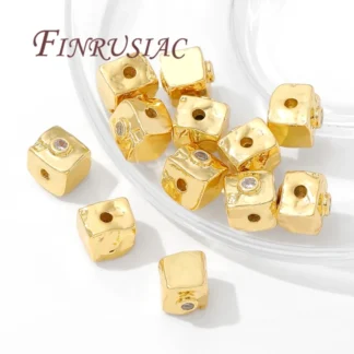 Cuentas espaciadoras cuadradas de 8mm, pulseras chapadas en oro de 18 quilates, separador para cuentas, accesorios de joyería para collares