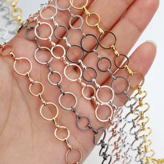 1M 10MM + 8MM anillos cerrados redondos cadena de eslabones cadenas de cobre collar hecho a mano cadenas DIY joyería hallazgos bolsa accesorios al por mayor