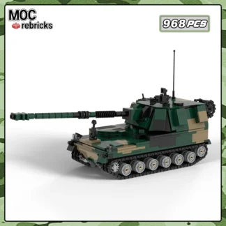 Ladrillos de alta tecnología AHS Krab modelo MOC, pistola con oruga, bloques de construcción, vehículo de artillería, juguetes creativos, regalos de rompecabezas para niños