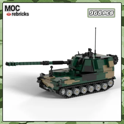 Ladrillos de alta tecnología AHS Krab modelo MOC, pistola con oruga, bloques de construcción, vehículo de artillería, juguetes creativos, regalos de rompecabezas para niños