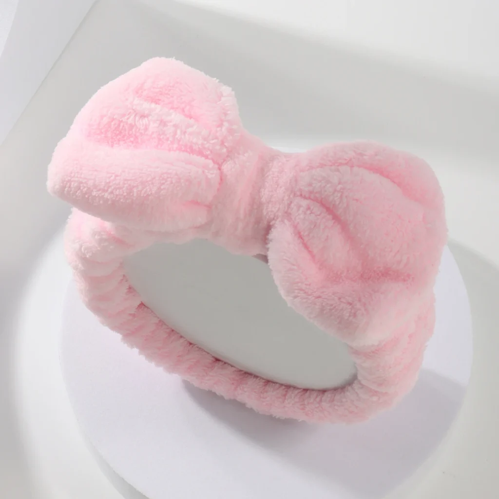 Diadema con lazo, conjunto de muñequeras, toalla elástica suave para lavado de cara, ducha, maquillaje, Yoga, deportes, diadema para el cuidado de la piel para mujeres y niñas