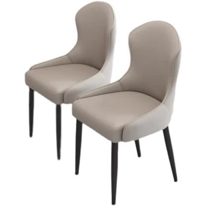 Silla de comedor de cuero de restaurante nórdico moderno de lujo con silla de comedor de cafetería con patas de metal