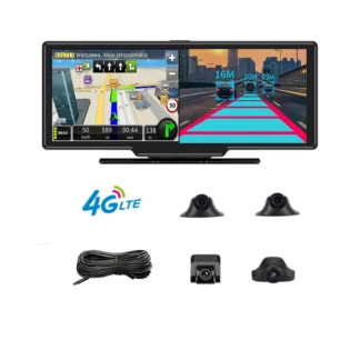 Cámara de coche 4G con grabación de 4 canales, navegación GPS Adas, Android 8,1, compatible con transmisión en vivo 4g en teléfono, tarjeta de 512g