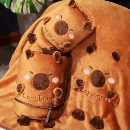 Manta de capibara portátil, capa cálida con capucha, manta de franela de capibara, estera de rollo de felpa de capibara de gran tamaño de 90/165cm para mujeres y hombres