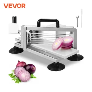 VEVOR Cortadora de Tomate Comercial Hoja de 3/16"/4,8 mm Cortadora de Tomate Manual de Acero Inoxidable Cortador de Tomate con Pies Antideslizantes para Cocinas, Restaurantes, Hamburgueserías, Bares