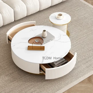 Mesa De centro redonda, tocadores De consola lateral, particiones nórdicas, tocador, Mesas De Centro Para Sala, muebles De teatro