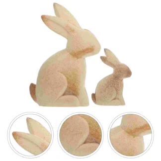Adornos de animales de madera, adornos artesanales blancos, accesorios de adornos de escritorio de forma sólida para recién nacidos
