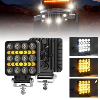 ABSU-luz LED de trabajo para coche, faro estroboscópico blanco y amarillo, foco de conducción todoterreno, luz antiniebla para camiones, coches, barco Suv, 4 pulgadas