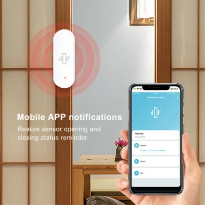 # 165V Tuya WiFi Sensor de vibración inteligente Detección de movimiento Monitor remoto en tiempo real Alarma para cajones de ventana del hogar (blanco)