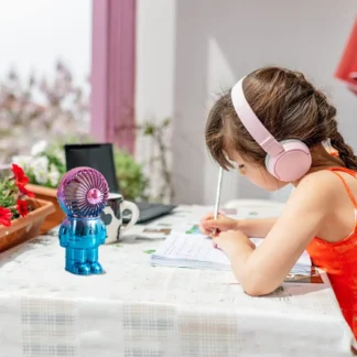 Pequeño ventilador decorativo lindo ventilador de astronauta silencioso, ventiladores de mesa personales carga USB, lindo ventilador portátil velocidad del viento ajustable Suita