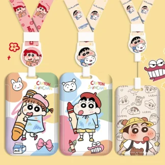 Funda para tarjeta de estudiante de dibujos animados, conjunto de almacenamiento de insignias con cordón DIY, tarjeta de autobús de metro, tarjetero de identificación para campus, regalo de Navidad