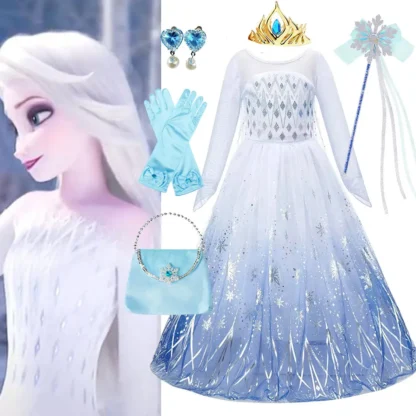 4 6 8 10 años chico blanco Elsa juego de rol vestido de Navidad Festival Frozen Snow Queen princesa ropa vestido niñas B-day vestido de fiesta
