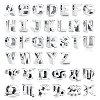 Abalorios de plata de ley 925 originales, cuentas de cristal del zodiaco Aries Leo, pulseras de marca, collares, regalo de joyería para mujer