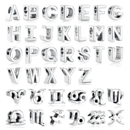Abalorios de plata de ley 925 originales, cuentas de cristal del zodiaco Aries Leo, pulseras de marca, collares, regalo de joyería para mujer