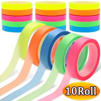 10/1 rollo de pegatinas de marcado, cinta fluorescente transparente, pestañas de índice, etiqueta para tomar notas, regalo para niños, cinta resaltadora para escuela y oficina