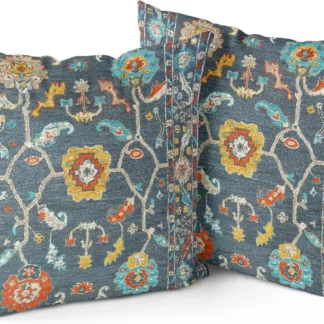 Fundas de almohada bohemias, 24x24 H, juego de 2, fundas de almohada suaves, alfombra de Monaco, alfombra persa, patrón decorativo, sofá, sala de estar y cama