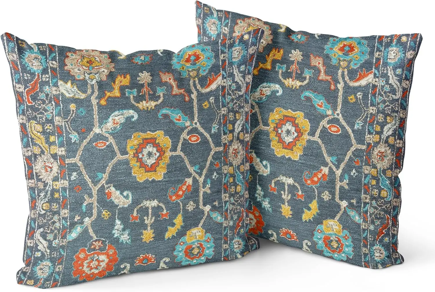 Fundas de almohada bohemias, 24x24 H, juego de 2, fundas de almohada suaves, alfombra de Monaco, alfombra persa, patrón decorativo, sofá, sala de estar y cama