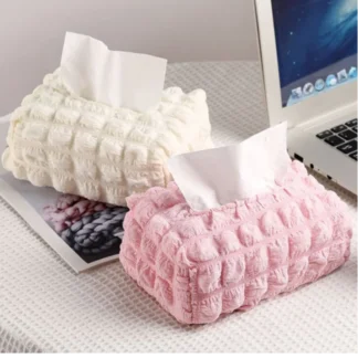 Caja de pañuelos de Puff suave nórdica, soporte de servilletas plegable rectangular, caja de servilletas creativa para el hogar y la Oficina