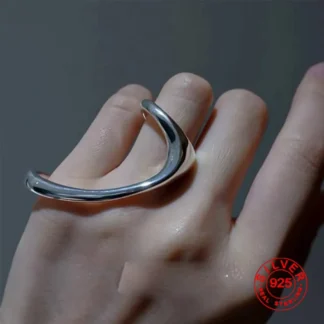 BFCLUB anillos de Color plateado para mujer, anillo Retro Irregular geométrico Simple hecho a mano, gran alergia dorada para regalo de cumpleaños