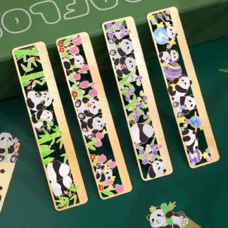 Marcapáginas de Panda de Metal de estilo chino, Clip de libro hueco Retro, marca de paginación, soporte de libro, regla, suministros de oficina escolar multifunción