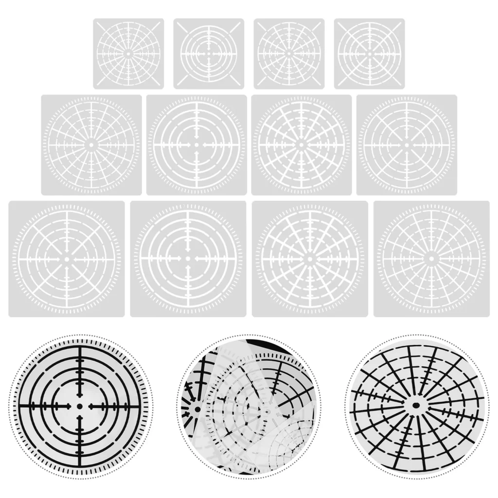 Marcadores de borrado en seco Mandala Bullseye telaraña línea auxiliar DIY pintura química matemáticas plantilla de trazado herramienta plantilla