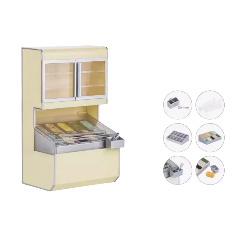 Modelo de casa de muñecas 1:6, muebles, accesorios, tienda de postres, gabinete de helados, congelador Bjd Ob11, soldado Blyth Lol, decoración en miniatura