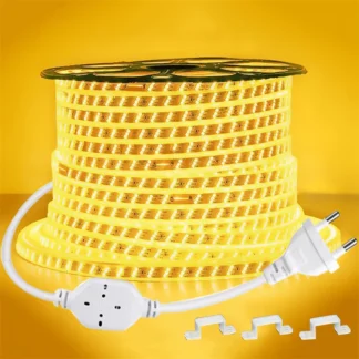 Tira de luces LED impermeable, cinta Flexible de 220v, 2835 v, para sala de estar, iluminación de jardín con enchufe europeo