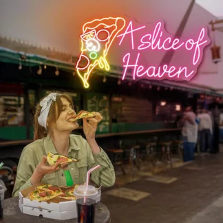 Letrero de neón LED personalizado para Pizza Of Heaven, luz de neón, decoración de comida rápida, decoración de restaurante, lámpara de luces nocturnas de pared