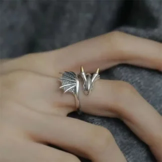 Anillos de apertura de dragón oscuro Vintage para hombres y mujeres, anillo de dedo Punk de Metal de Color plateado con bonito Animal, joyería de moda para fiesta