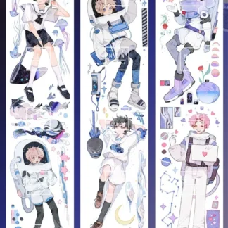 Cinta transparente para mascotas, 1 bucle, cinta de marinero, universo juvenil, cielo estrellado, decoración de Collage
