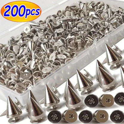 10/200 Uds. Remaches plateados, tachuelas cónicas para ropa, picos de Metal, remache de doble tapa, tachuelas redondas, zapatos DIY, bolsos, accesorios de ropa