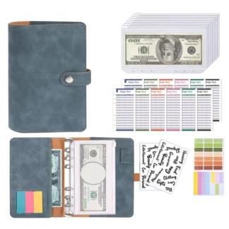 Carpeta de cuero PU suave, planificador de presupuesto, carpeta de sobres de efectivo con bolsillos de carpeta A6, billetera de sobres de efectivo, presupuesto