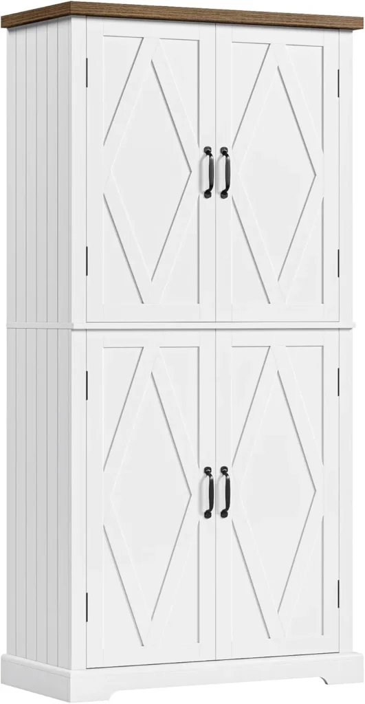 Armario de despensa de 64 ", armario alto de almacenamiento de despensa de cocina, armario de almacenamiento de baño de granja moderna