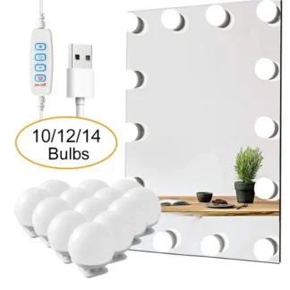 Bombillas LED desmontables, lámpara para espejo de maquillaje profesional, alimentación USB, luz para espejo cosmético, tocador de Hollywood, luces LED de tocador