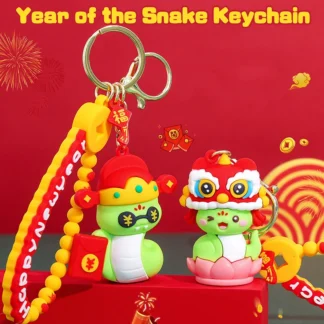 2025 Año de la serpiente llavero de dibujos animados Zodíaco serpiente muñeca coche llavero mochila encanto bolsa decoración Accesorios