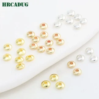 5mm 30 uds/50 Uds cuentas planas 14K chapado en oro/plata cuentas espaciadoras redondas a granel para pulsera suministros de joyería cuentas de separación