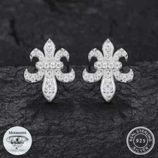 Pendientes de aro de moissanita Iris para mujer, joyería de boda, Plata de Ley 925, Push Ear Studs, Color D, nueva llegada