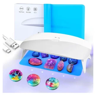 Lámpara UV de resina N99R, lámpara de resina UV/LED de curado rápido de 48W con 30 Uds. De cuentas de lámpara de doble fuente de luz para Kit de resina UV