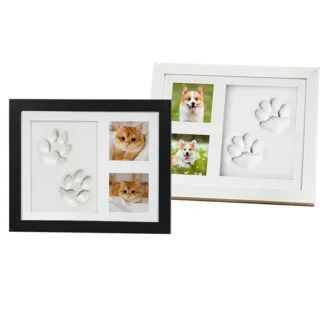 Kit de bricolaje de marco de recuerdo conmemorativo con huella de pata de mascota con almohadilla de tinta, regalo de recuerdo de pérdida de mascotas, marco de exhibición para mascota conmemorativo