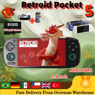 Retroid Pocket 5 consola de juegos portátil Retro Android13 pantalla táctil OLED de 5,5 pulgadas reproductor de vídeo Wifi Bluetooth RP5 PSP PS2 regalo
