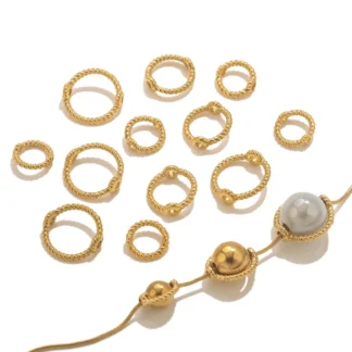 Juego de 10 Uds de cuentas de encaje de acero inoxidable, anillo de cuentas DIY hecho a mano, cuentas espaciadoras sueltas huecas para accesorios de joyería