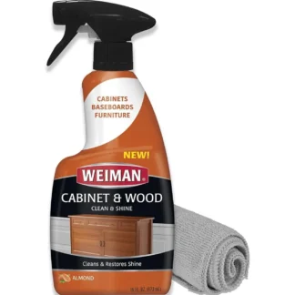 Gabinete y madera Clean & Shine Spray: muebles, gabinetes de cocina, zócalo y ribete, aroma fresco de almendra, paño de microfibra
