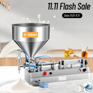 Máquina llenadora de pasta neumática semiautomática 5-50 ml 0,17-1,7 OZ llenadora de mantequilla de maní de una sola cabeza