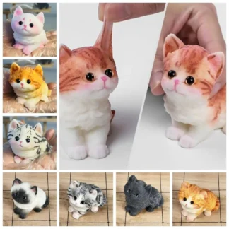 Juguete para apretar con diseño de gato, juguetes suaves y portátiles para gatos con superficie flocada, juguete para pellizca y descomprimir
