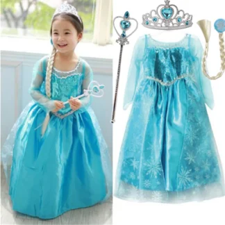 Disfraz de princesa Elsa para niñas, vestido de fiesta de Carnaval y Halloween de 3 a 10 años, vestido de Cosplay de cumpleaños para niños, 2024