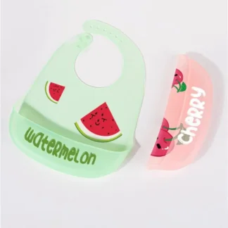 Baberos impermeables para bebé, ropa de silicona ajustable con estampado de frutas y dibujos animados, artículos de alimentación