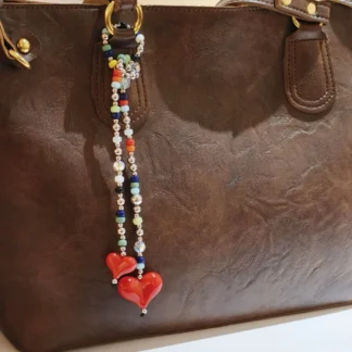 HERLOOK-abalorios para bolso de corazón para mujer, cadena de cuentas coloridas, abalorio para bolso de moda, accesorios Y2K, joyería