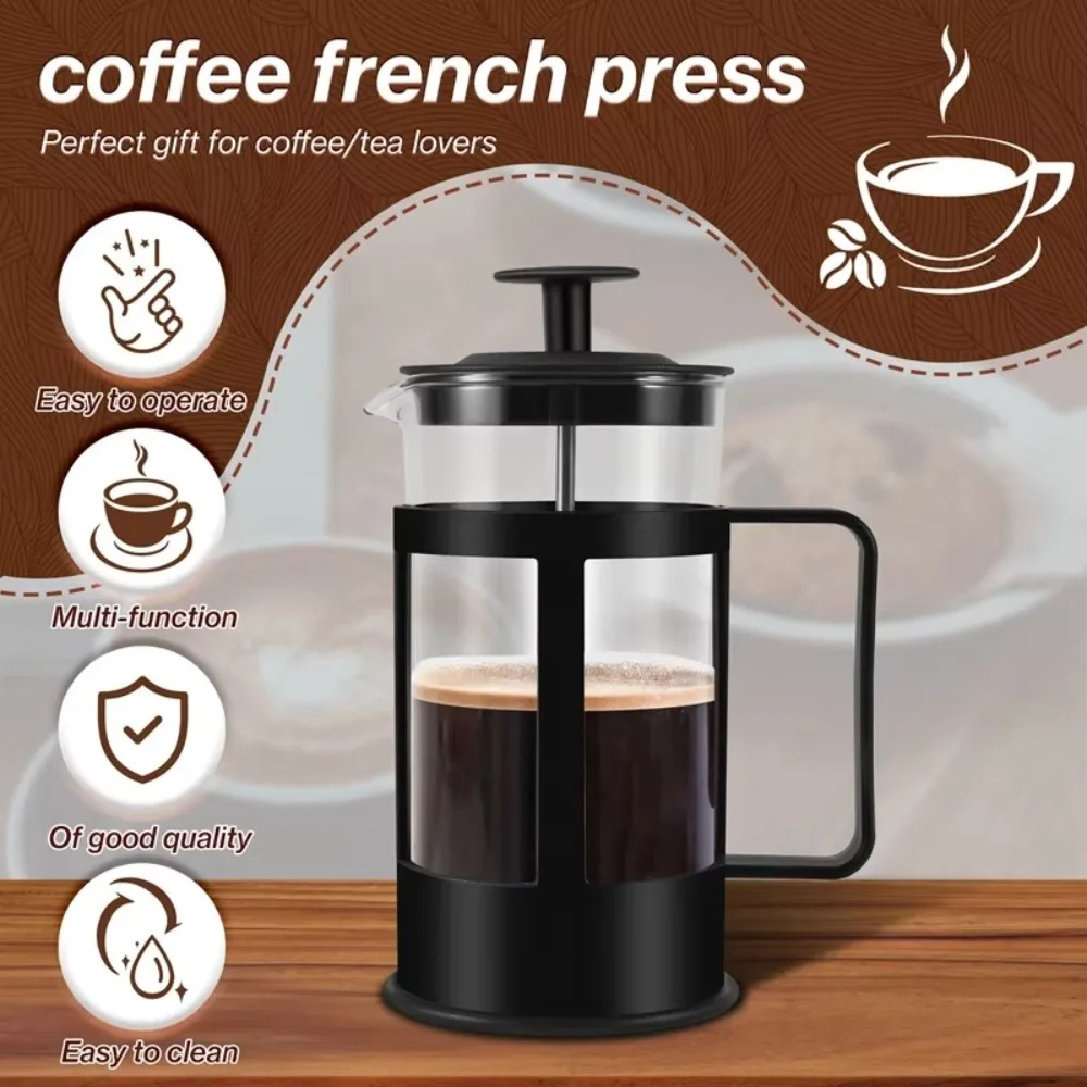 Regalos, tetera de café con punzón manual de 350ML/600ML, cafetera con filtro de acero inoxidable, tetera de malla, tetera de vidrio, cafetera