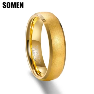 Anillo de tungsteno esmerilado Somen para hombres y mujeres, banda de compromiso de boda de 6mm para pareja, anillos mate de Color dorado/plateado para mujer